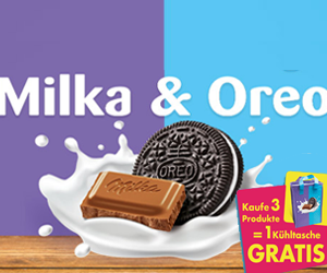 Kaufe 3 Produkte von Milka & OREO und erhalte eine GRATIS Kühltasche