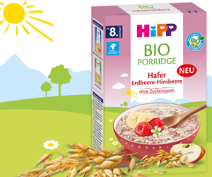HIPP: Teste den neuen Bio Porridge Hafer Erdbeere-Himbeere