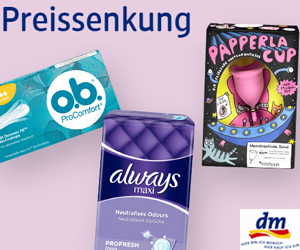 DM senkt Preise für Tampons, Binden, Menstruationstassen und Co